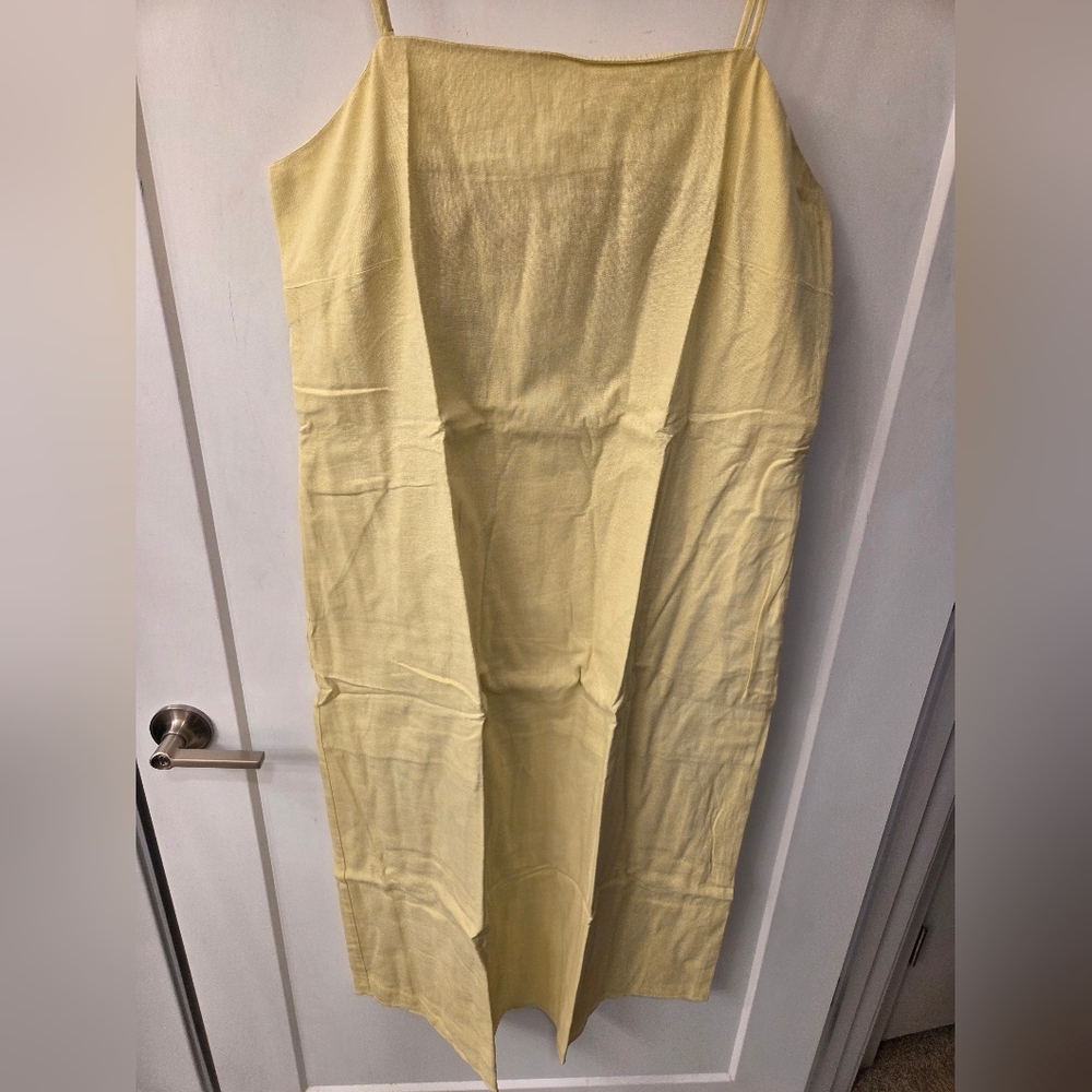NWT - Banana Republic Linen Blend "Lime Fizz" Spaghetti Strap Midi Dress - Size - Picture 4 of 15
